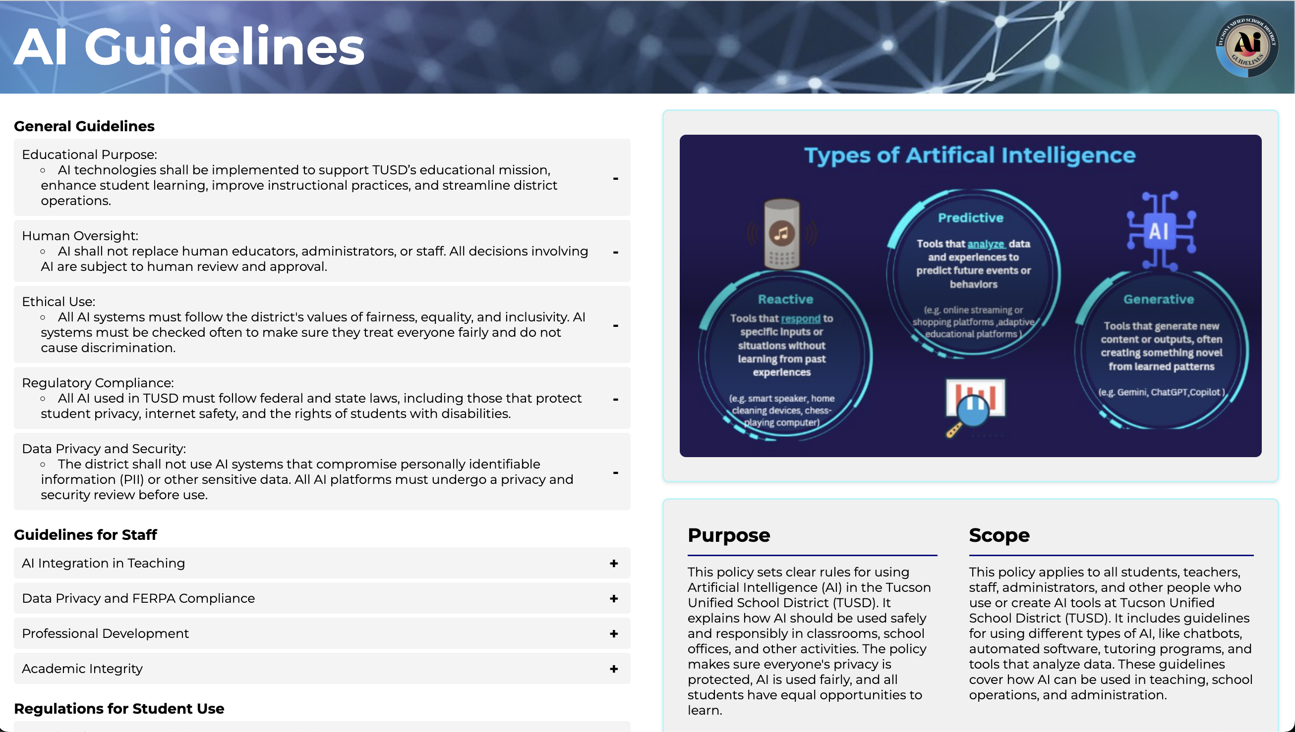 AI Guidelines for School District